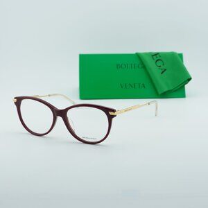 Bottega Veneta BV1039O 004 Oval Eyeglasses – Burgundy/Gold 53mm